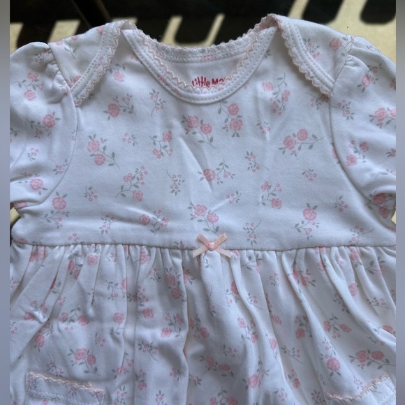 Little Me Pink Floral Long Sleeve Bodysuit Dress in White - Size 6 Months - Picture 3 of 16